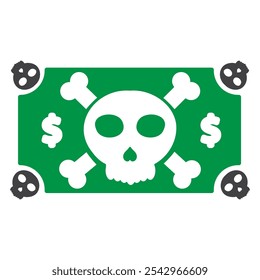 money with skull icon isolated on white background