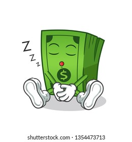 money sleep mascot vector cartoon illustration