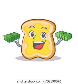 With money slice bread cartoon character