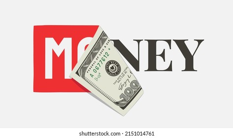 money slogan with banknote peeling off vector illustration