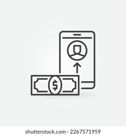 Dinero con el vector Smartphone Icono o símbolo de concepto de corrupción en línea con el estilo de esquema