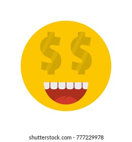 Money smile icon. Vector flat illustration of money smile icon isolated on white background