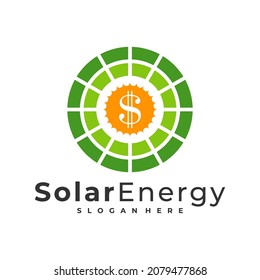 Money Solar logo vector template, Creative Solar panel energy logo design concepts