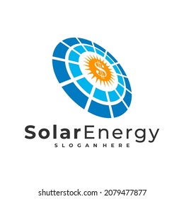 Money Solar logo vector template, Creative Solar panel energy logo design concepts