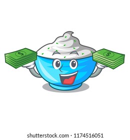 With money sour cream in a character bowl
