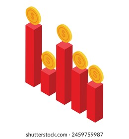 Money spending chart icon isometric vector. Budget monitoring. Financial management strategy