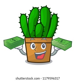 With money spurge cactus plant isolated on mascot