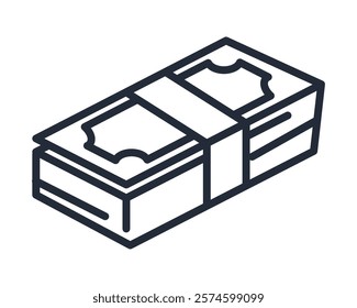 money stack bills icon line isolated