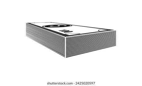 money stack, black isolated silhouette