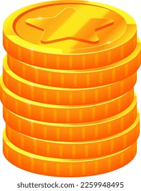 Money stack. Cartoon golden coins. Game treasure icon