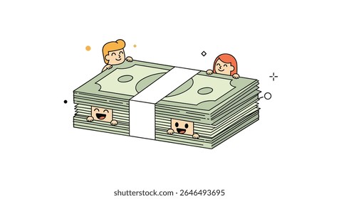 Money stack cartoon vector illustration creative design for commercial use in different projects