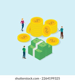 Money Stack and Coins Stack Vector Illustration