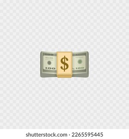 Money stack emoji. Dollars. Cash money. Realistic 3D icons. Vector