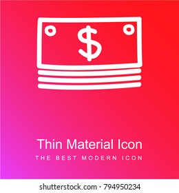 Money stack hand drawn outline red and pink gradient material white icon minimal design