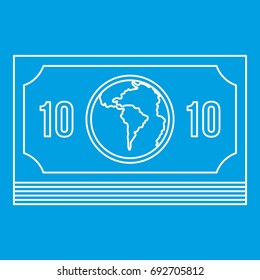 Money stack icon blue outline style isolated vector illustration. Thin line sign