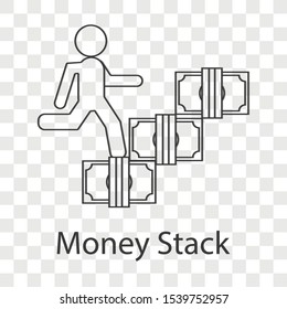 Money stack icon concept. Creative idea design for template, web page, or presentation. Line vector illustration use for your project.