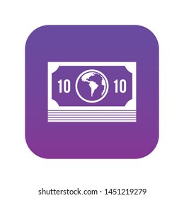 Money stack icon digital purple for any design isolated on white vector illustration