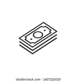 Money stack icon in flat style. Exchange cash vector illustration on white isolated background. Banknote bill business concept.