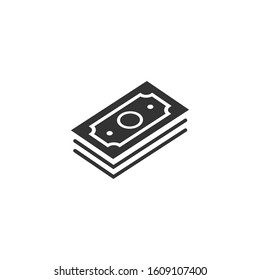 Money stack icon in flat style. Exchange cash vector illustration on white isolated background. Banknote bill business concept.