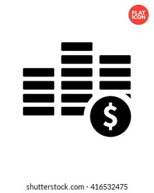 Money Stack Icon Flat Style. Dollar Stack Isolated Icon. US Money Icon for Apps. Money Illustration. Money Icon. Money Vector. Money Web Icon. Stack Money Icon Design Template.