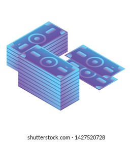 Money stack icon. Isometric of money stack vector icon for web design isolated on white background