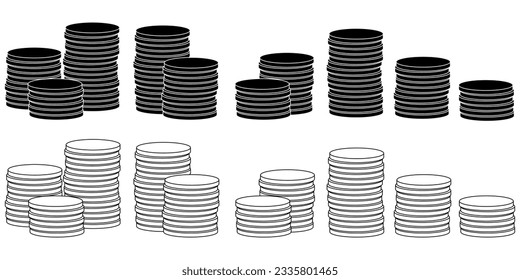money stack icon set isolated on white background
