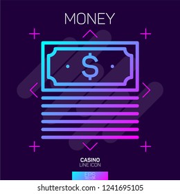 Money stack neon icon