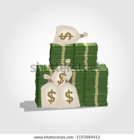 Money Stack Pile Vector Bundles Banknotes Stock Vector Royalty Free - money stack pile vector bundles of banknotes and money bag over that money stack pile dollar pile vector