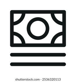 Money stack UI icon, money banknotes cash simple line user interface vector symbol