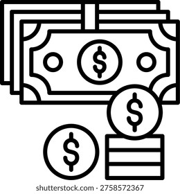Money Stack Vector Line Icon Style