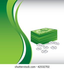 onda verde vertical de pila de dinero