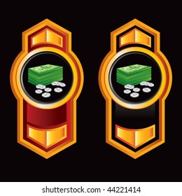 money stack vertical orange arrows