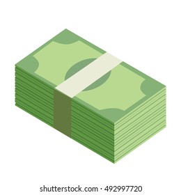 Money stacked, piles of green banknotes vector