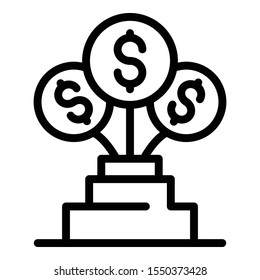 Money startup cup icon. Outline money startup cup vector icon for web design isolated on white background