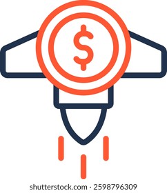 Money Startup Icon Color Line Vector Illustration