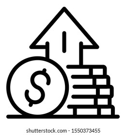 Money startup icon. Outline money startup vector icon for web design isolated on white background