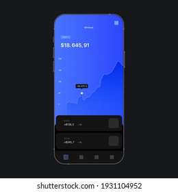 Money Statistic Graph UI Screen Concept. Analytics App. Vector illustration