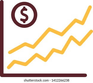 Money statistics graph icon in trendy flat style isolated on white background