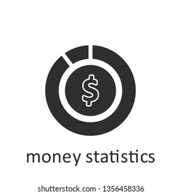 Money statistics, icon, black. Element mobile concept and web apps illustration. Thin line icon for website design and development, app development. Vector icon
