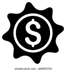 Money Sticker icon. Vector style is flat iconic symbol with rounded angles, black color, white background.