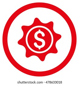 Money Sticker rounded icon. Vector illustration style is flat iconic symbol, red color, white background.