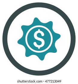 Money Sticker vector bicolor rounded icon. Image style is a flat icon symbol inside a circle, soft blue colors, white background.
