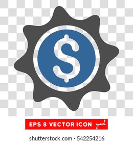 Money Sticker vector icon. Image style is a flat cobalt and gray icon symbol.