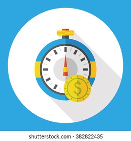 money stopwatch flat icon