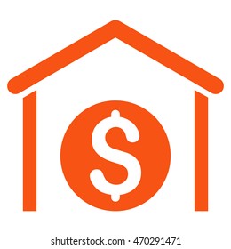 Money Storage icon. Vector style is flat iconic symbol with rounded angles, orange color, white background.