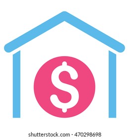 Money Storage icon. Vector style is bicolor flat iconic symbol with rounded angles, pink and blue colors, white background.