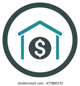Money Storage rounded icon. Vector illustration style is flat iconic bicolor symbol, soft blue colors, white background.