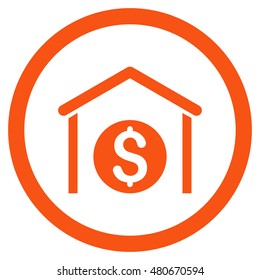Money Storage rounded icon. Vector illustration style is flat iconic symbol, orange color, white background.