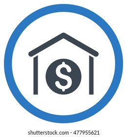 Money Storage vector bicolor rounded icon. Image style is a flat icon symbol inside a circle, smooth blue colors, white background.