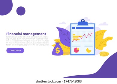 Money stories. Financial management concept.  Financial examiner. Vector illustration.